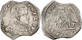 168 (sic). Felipe IV. Messina. IP. 4 tari. Inédita. 10,46 g. Cospel irregular. Fecha 1688 por doble acuñación. (MBC).