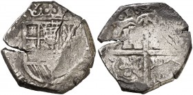 162¿5?. Felipe IV. Sevilla. R. 4 reales. (Cal. ¿802?). 13,61 g. Grieta. Escasa. BC+.
