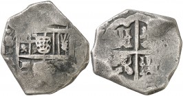 1643. Felipe IV. Sevilla. R. 8 reales. (Cal. 615). 26,23 g. Fecha parcialmente visible. Escasa. BC+.