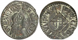 1645. Guerra dels Segadors. Barcelona. 1 sisè. (Cal. 141) (Cru.C.G. 4553a). 3,55 g. Lluís XIV. Rayita. MBC-/MBC.