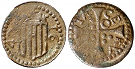 1642. Guerra dels Segadors. Cervera. 1 diner. (Cal. 168) (Cru.C.G. 4589d). 0,66 g. Ligera falta de presión. Buen ejemplar. Escasa. (MBC+).