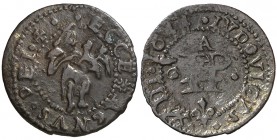1644. Guerra dels Segadors. Perpinyà. 1 diner. (Cal. 199) (Cru.C.G. 4639). 0,87 g. Muy redonda. MBC.