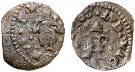 1650. Guerra dels Segadors. Perpinyà. 1 diner. (Cal. 205) (Cru.C.G. 4639i). 0,55 g. Lluís XIV. MBC-.
