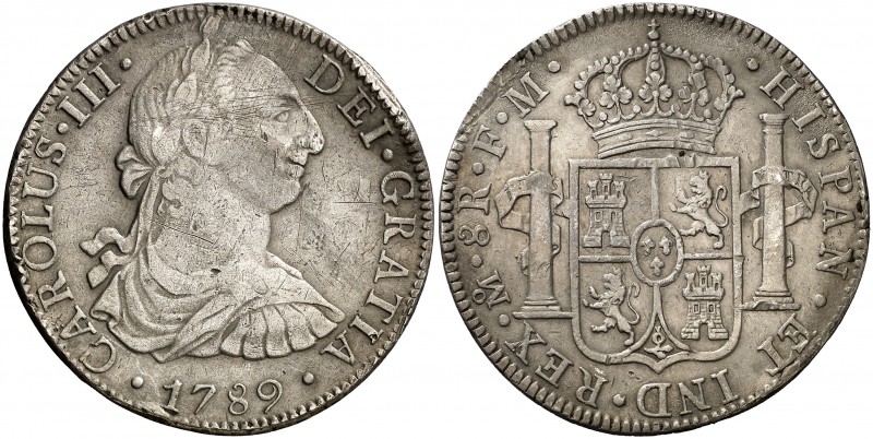 1789. Carlos III. México. FM. 8 reales. (Cal. 944). 26,63 g Defecto de acuñación...
