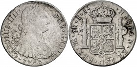 1798. Carlos IV. Lima. IJ. 8 reales. (Cal. 653). 26,32 g. Oxidaciones limpiadas. BC/BC+.