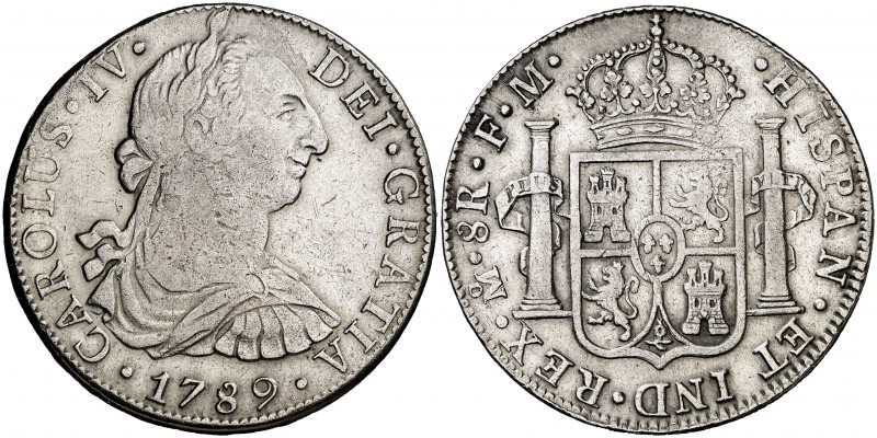 1789. Carlos IV. México. FM. 8 reales. (Cal. 681). 26,80 g. Busto de Carlos III....