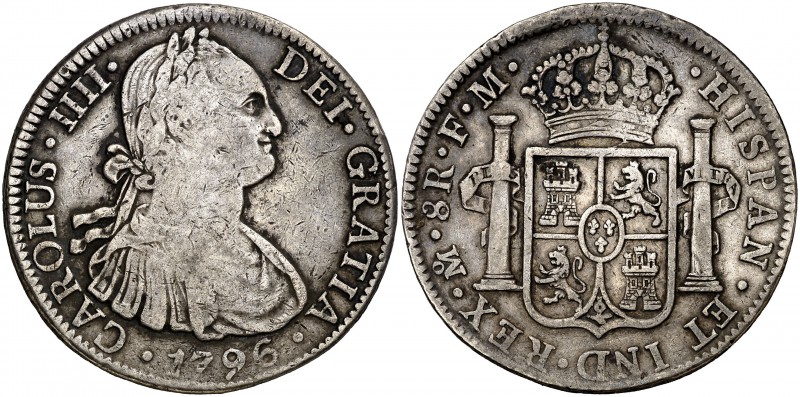 1796. Carlos IV. México. FM. 8 reales. (Cal. 690). 26,63 g. MBC-/MBC.