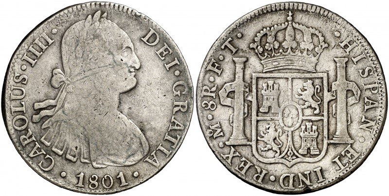 1801. Carlos IV. México. FT. 8 reales. (Cal. 697 var). 26,73 g. BC/BC+.