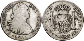 1806. Carlos IV. México. TH. 8 reales. (Cal. 705). 26,69 g. MBC-.