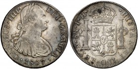 1807. Carlos IV. México. TH. 8 reales. (Cal. 707). 26,77 g. Pátina. MBC+.