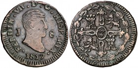 1817. Fernando VII. Jubia. 8 maravedís. (Cal. 1550). 9,32 g. MBC.