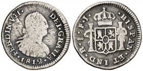 1812. Fernando VII. Santiago. FJ. 1/2 real. (Cal. 1391). 1,54 g. BC/BC+.