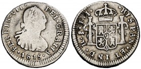 1815. Fernando VII. Santiago. FJ. 1/2 real. (Cal. 1394). 1,55 g. BC+.