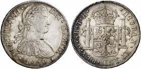 1809. Fernando VII. México. TH. 8 reales. (Cal. 539). 26,98 g. Busto imaginario. Manchitas. MBC+.