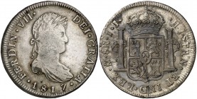 1817. Fernando VII. México. JJ. 8 reales. (Cal. 560). 26,66 g. MBC-.