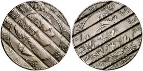 1866. Isabel II. Segovia. . 5 céntimos de escudo. (Cal. 633 var). 12,53 g. Desmonetizada. MBC.