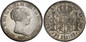 1851. Isabel II. Madrid. 20 reales. (Cal. 172). 26,05 g. MBC/MBC+.