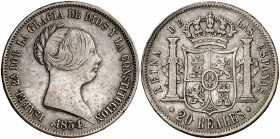 1854. Isabel II. Madrid. 20 reales. (Cal. 174). 25,85 g. MBC/MBC+.
