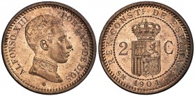 1904*04. Alfonso XIII. SMV. 2 céntimos. (Cal. 67). 2,10 g. EBC.