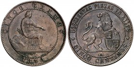 1870. Gobierno Provisional. Barcelona. . 5 céntimos. (Cal. 25). 4,80 g. MBC+.