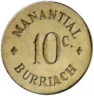 Argentona. Manantial Burriach. 10 céntimos. (AL. 315). 3,64 g. Muy rara. MBC.