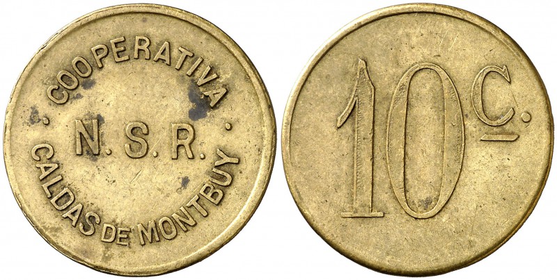 Caldes de Montbui. 10 céntimos. (AL. 67). 3,51 g. Rara. MBC.