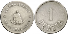 Cassà de la Selva. La Protectora. 5, 10 céntimos, 1 y 5 pesetas. (AL. 1892 a 1895). Lote de 4 monedas, serie completa. Escasas. MBC-/MBC+.
