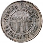 Segarra de Gaià. 1 peseta. (Cal. 18, como serie completa). 3,28 g. Escasa. MBC-.
