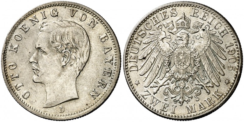 1905. Alemania. Baviera. Otón I. D (Múnich). 2 marcos. (Kr. 913). 11,09 g. AG. E...