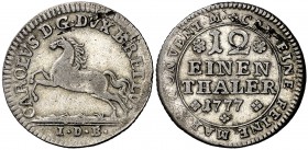1777. Alemania. Brunswick-Wolfenbuttel. Carlos I. Brunswick. IDB. 2 groschen (1/12 de taler) . (Kr. 970). 3,30 g. AG. MBC.