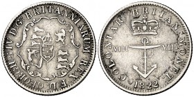 1822. Antillas Británicas. Jorge IV. 1/8 de dólar. (Kr. 2). 3,31 g. AG. MBC.