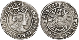 1553. Austria. Fernando I. 3 kreuzer. (Schulten 4128). 2,10 g. AG. Con título de Infante de España. MBC.