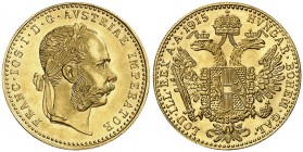 1915. Austria. Francisco José. 1 ducado. (Fr. 494) (Kr. 2267). 3,49 g. AU. Reacuñación. S/C.