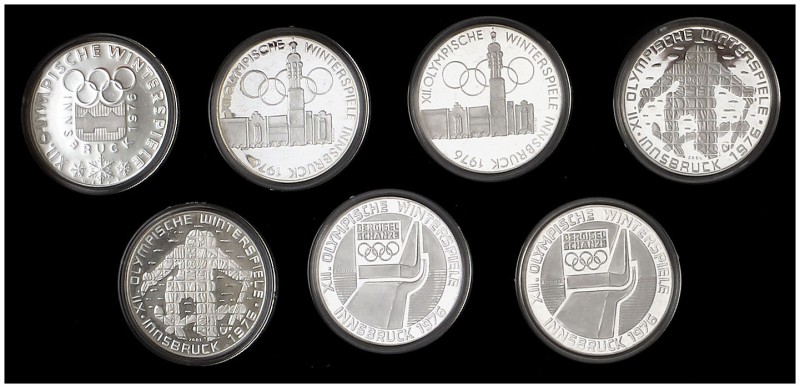 1974 a 1976. Austria. 100 chelines. (Kr. 2926 a 2929). AG. Juegos Olímpicos de i...