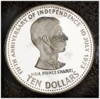 1978. Bahamas. 10 dólares. (Kr. 78.1). AG. 5º Aniversario de la Independencia. En estuche oficial. Proof.