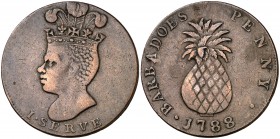 1788. Barbados. 1 penique. (Kr. TN8). 13,51 g. CU. MBC.