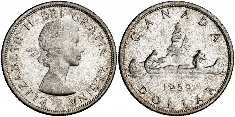 1959. Canadá. Isabel II. 1 dólar. (Kr. 54). 23,20 g. AG. S/C-.