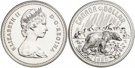 1980. Canadá. Isabel II. 1 dólar. (Kr. 128). 23,52 g. AG. En estuche original. S/C.