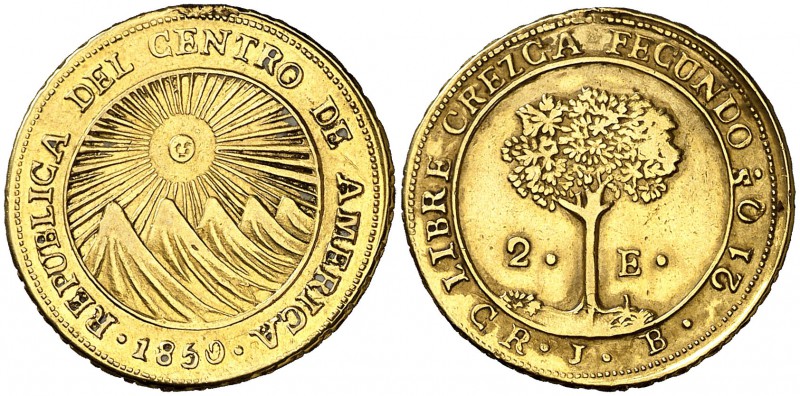 1850. República de Centro América. CR (San José). JB. 2 escudos. (Fr. 3) (Kr. 15...