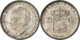 1944. Curaçao. Guillermina. D (Denver). 2 1/2 gulden. (Kr. 46). 24,91 g. AG. EBC-.
