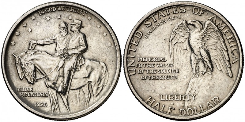 1925. Estados Unidos. 1/2 dólar. (Kr. 157). 12,53 g. AG. Generales Lee y Jackson...