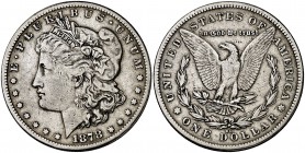 1878. Estados Unidos. CC (Carson City). 1 dólar. (Kr. 110). 26,42 g. AG. Escasa. MBC.