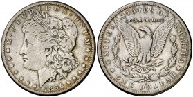 1896. Estados Unidos. S (San Francisco). 1 dólar. (Kr. 110). 26,42 g. AG. MBC-.