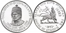 EE 1964 (1971-1972). Etiopía. Haile Selassie. 5 dólares. (Kr. 49). 19,78 g. AG. Johannes IV (1872-1889). Escasa. Proof.