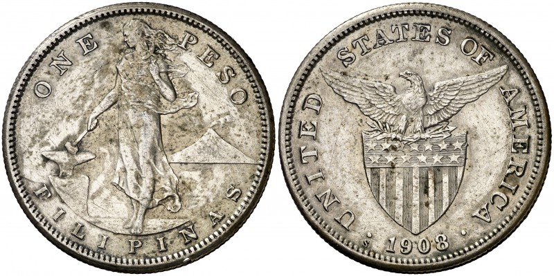 1908. Filipinas. Administración de Estados Unidos. S (San Francisco). 1 peso. (K...