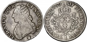 1790. Francia. Luis XVI. I (Limoges). 1 ecu. (Kr. 564.7). 28,92 g. AG. MBC-.