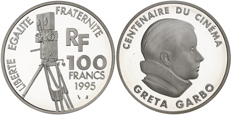 1995. Francia. Monnaie de París. 100 francos. (Kr. 1092). 22,20 g. AG. Centenari...