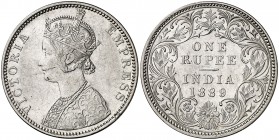 1889. India Británica. Victoria. 1 rupia. (Kr. 492). 11,62 g. AG. MBC+.