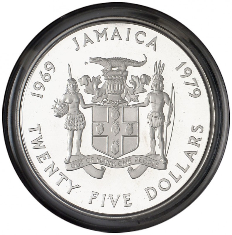 1979. Jamaica. Isabel II. 25 dólares. (Kr. 81). 136,08 g. AG. 10º Aniversario de...