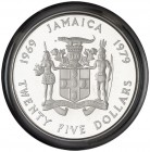 1979. Jamaica. Isabel II. 25 dólares. (Kr. 81). 136,08 g. AG. 10º Aniversario de la investidura del Príncipe Carlos. En estuche oficial con certificad...